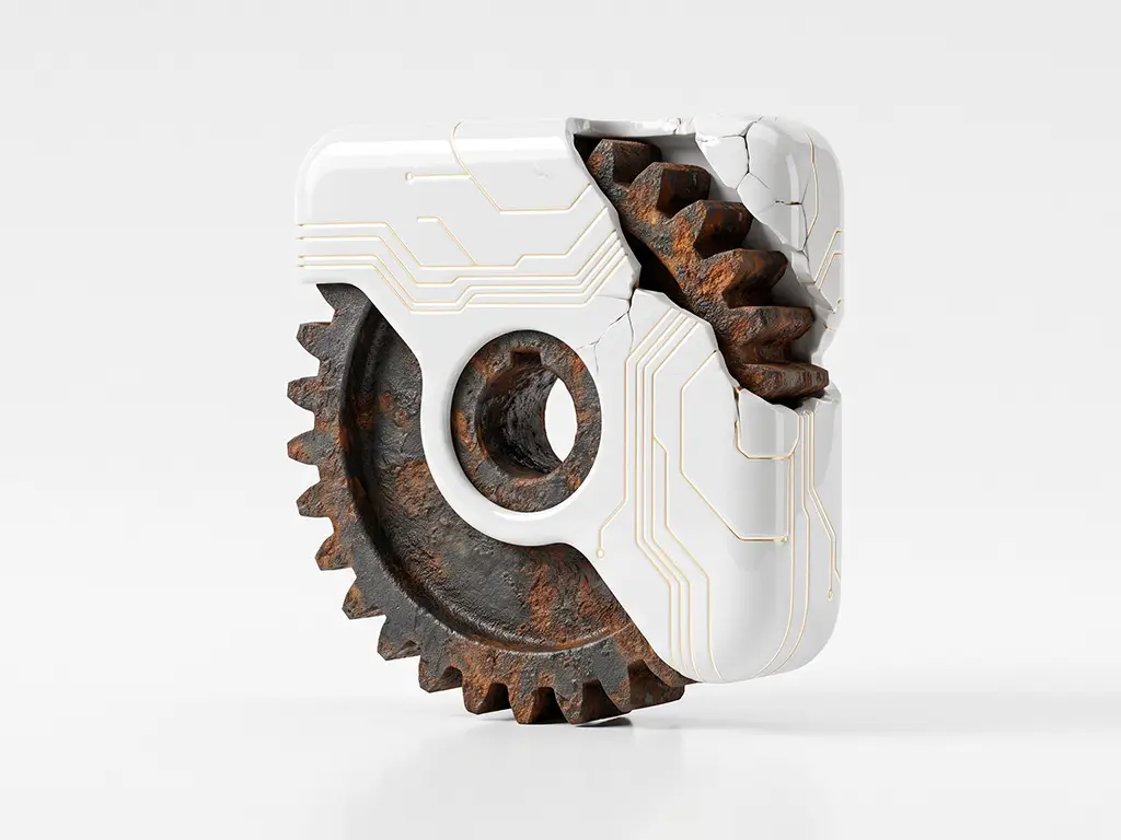 AI product recommendation system represented by digital gears and technology